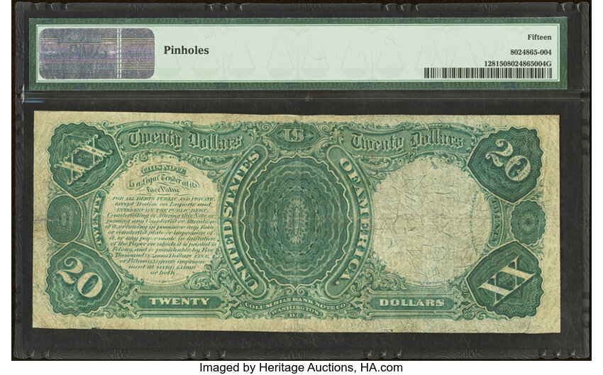 image for: Fr. 128 $20 1875 Legal Tender PMG Choice Fine 15....