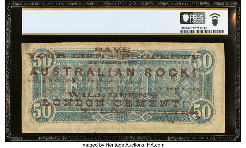 image for: Advertising Note T66 $50 1864 PF-5 Cr. 498 PCGS Banknote Very Fine 25....