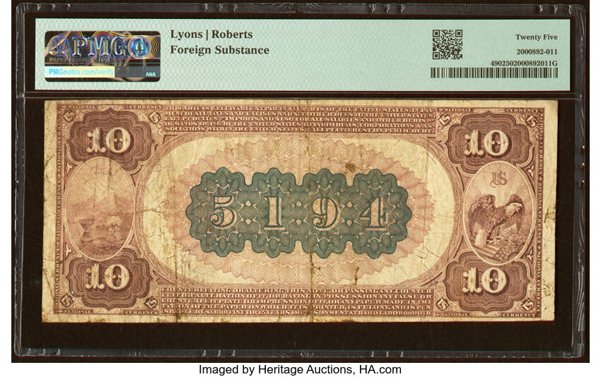 image for: Cleveland, OH - $10 1882 Brown Back Fr. 490 The Bank of Commerce National Assoc Ch. # 5194 PMG Very Fine 25....