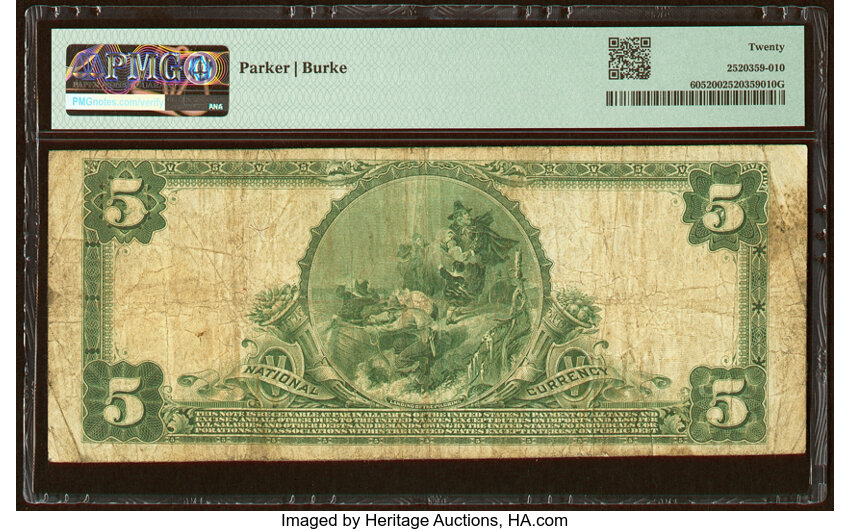 image for: Evansville, IN - $5 1902 Plain Back Fr. 605 The Citizens National Bank Ch. # 2188 PMG Very Fine 20....