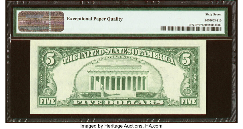 image for: Fr. 1972-B* $5 1969C Federal Reserve Star Note. PMG Superb Gem Unc 67 EPQ....