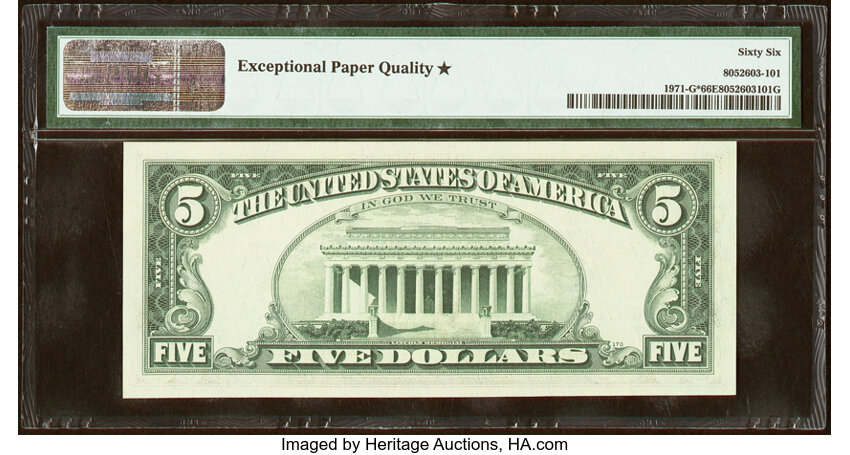 image for: Fr. 1971-G* $5 1969B Federal Reserve Star Note. PMG Gem Uncirculated 66 EPQ*....