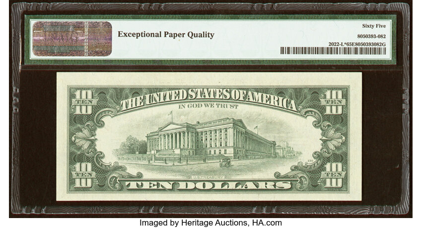 image for: Fr. 2022-L* $10 1974 Federal Reserve Star Note. PMG Gem Uncirculated 65 EPQ....