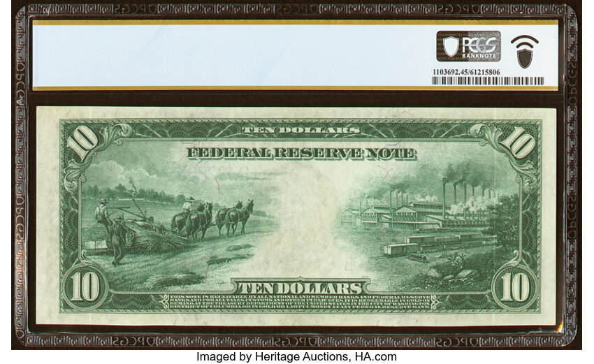 image for: Fr. 911a $10 1914 Federal Reserve Note PCGS Banknote Choice XF 45 PPQ....