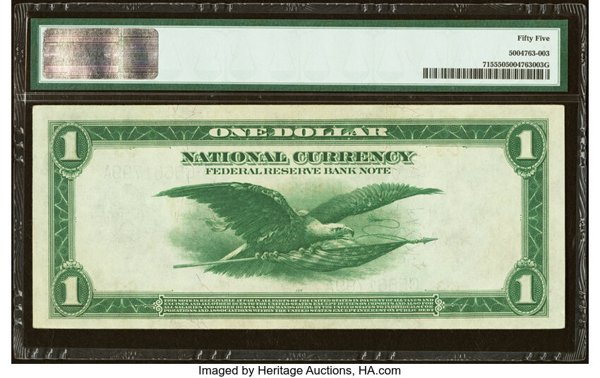 image for: Fr. 715 $1 1918 Federal Reserve Bank Note PMG About Uncirculated 55....