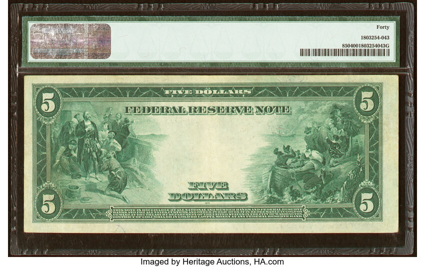 image for: Fr. 850 $5 1914 Federal Reserve Note PMG Extremely Fine 40....