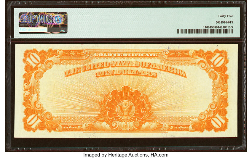 image for: Fr. 1169 $10 1907 Gold Certificate PMG Choice Extremely Fine 45....