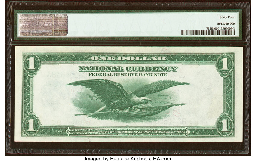 image for: Fr. 712 $1 1918 Federal Reserve Bank Note PMG Choice Uncirculated 64....