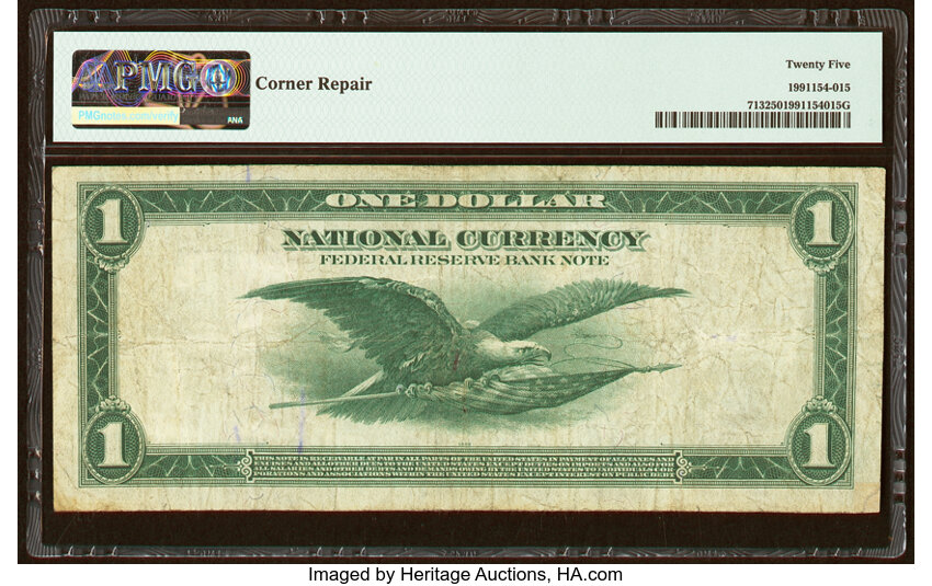 image for: Fr. 713 $1 1918 Federal Reserve Bank Note PMG Very Fine 25....