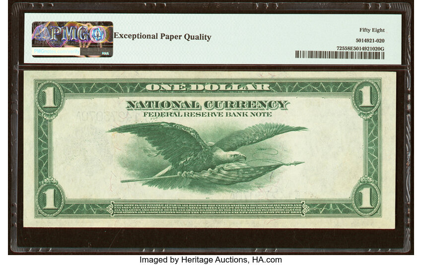 image for: Fr. 725 $1 1918 Federal Reserve Bank Note PMG Choice About Unc 58 EPQ....