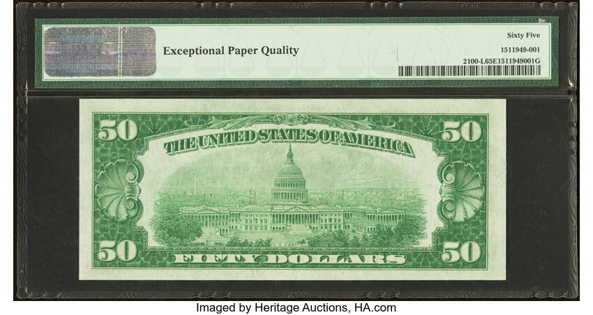 image for: Fr. 2100-L $50 1928 Federal Reserve Note. PMG Gem Uncirculated 65 EPQ....