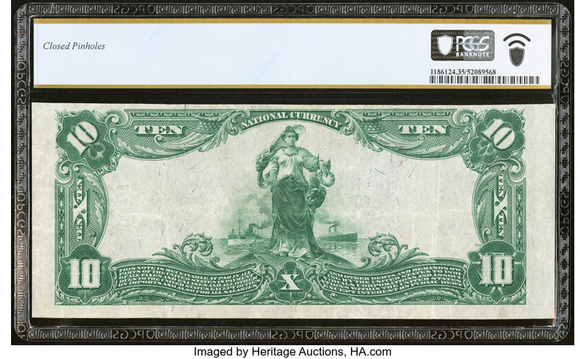 image for: Wheeling, WV - $10 1902 Plain Back Fr. 632 The National Exchange Bank Ch. # 5164 PCGS Banknote Choice VF 35....