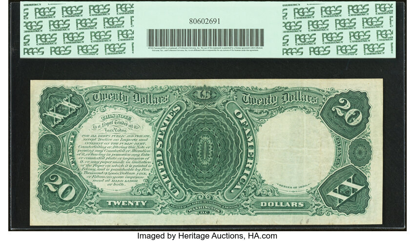 image for: Fr. 140 $20 1880 Legal Tender PCGS Very Fine 30....