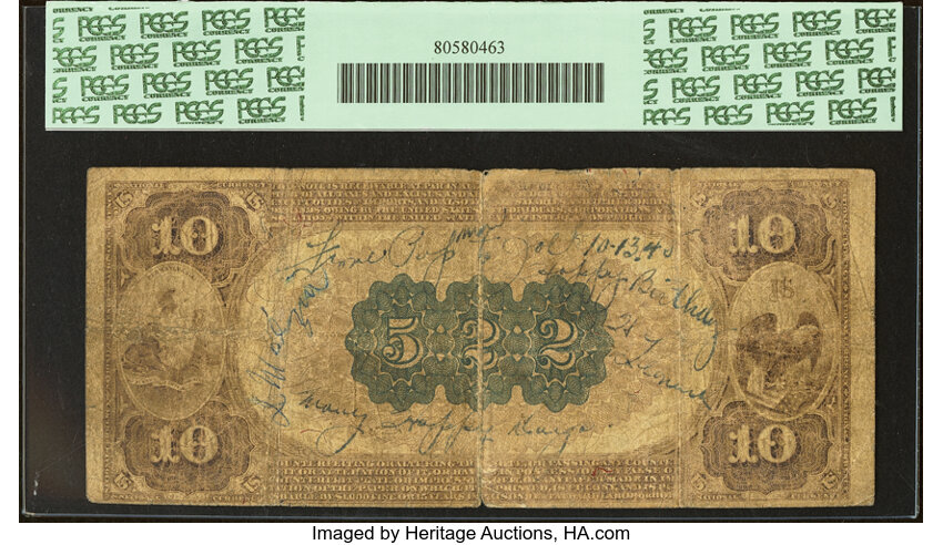 image for: Philadelphia, PA - $10 1882 Brown Back Fr. 480 The Eighth National Bank Ch. # 522 PCGS Apparent Very Good 10....