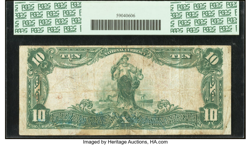 image for: Washington, DC - $10 1902 Plain Back Fr. 627 Lincoln National Bank Ch. # (E)4247 PCGS Apparent Very Fine 20....