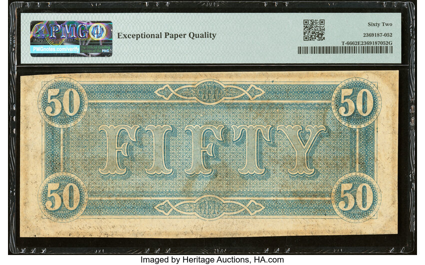image for: T66 $50 1864 PF-8 Cr. 499 PMG Uncirculated 62 EPQ....