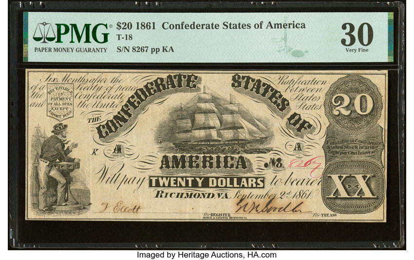image for: T18 $20 1861 PF-7 Cr. 107 PMG Very Fine 30....