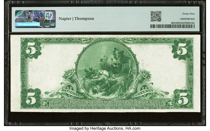 image for: Hempstead, NY - $5 1902 Plain Back Fr. 603 The First National Bank Ch. # 4880 PMG Choice Extremely Fine 45....
