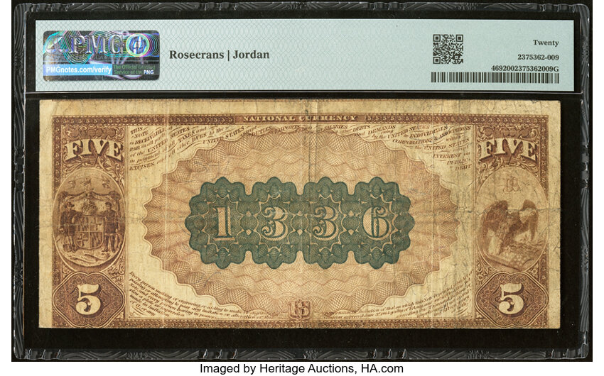 image for: Baltimore, MD - $5 1882 Brown Back Fr. 469 The Merchants National Bank Ch. # 1336 PMG Very Fine 20....