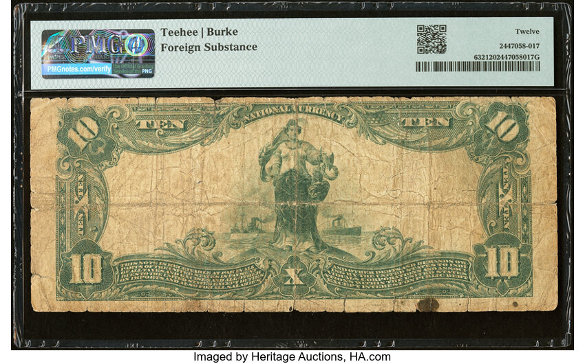 image for: Las Vegas, NM - $10 1902 Plain Back Fr. 632 The First National Bank Ch. # (W)2436 PMG Fine 12....