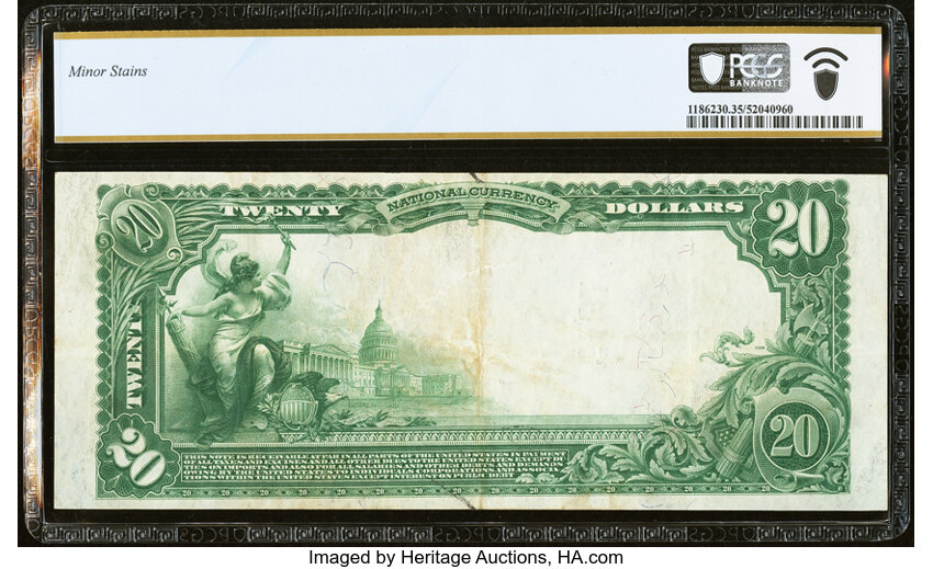 image for: Fort Worth, TX - $20 1902 Plain Back Fr. 650 The Fort Worth National Bank Ch. # 3131 PCGS Banknote Choice VF 35....