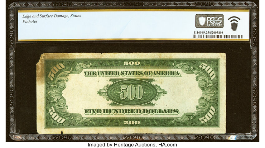 image for: Fr. 2202-E $500 1934A Federal Reserve Note. PCGS Banknote Very Fine 25 Details. ...