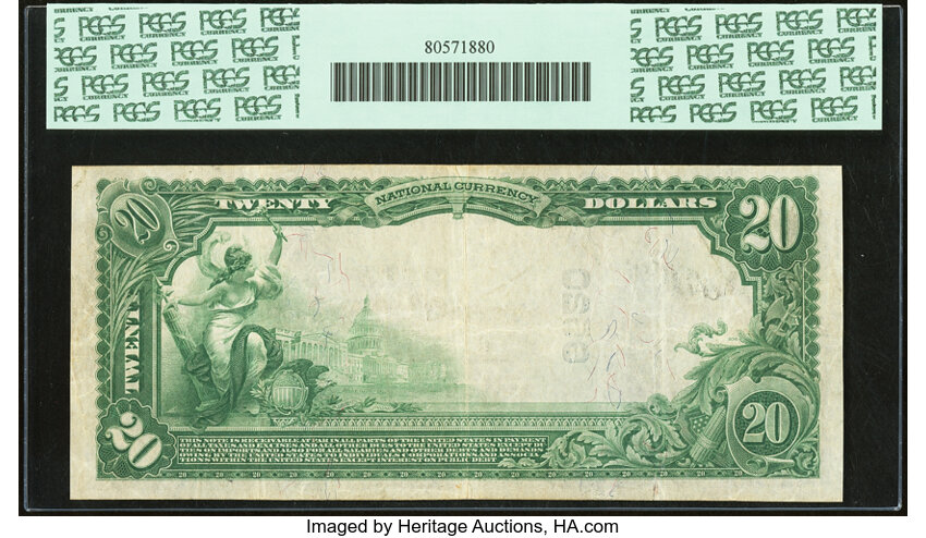 image for: Duluth, MN - $20 1902 Plain Back Fr. 650 The City National Bank Ch. # 6520 PCGS Apparent Very Fine 35....