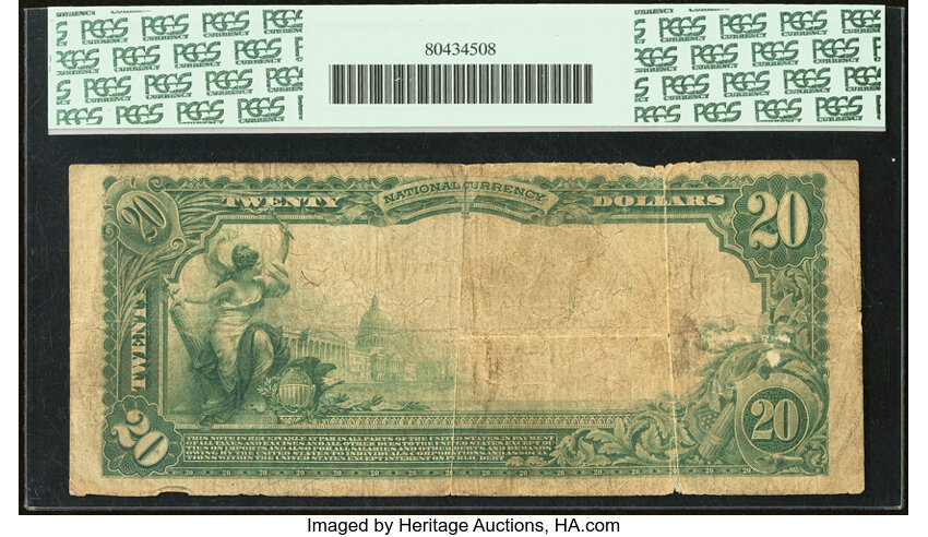 image for: Pittsburgh, PA - $20 1902 Plain Back Fr. 656 The First-Second National Bank Ch. # (E)252 PCGS Fine 12....