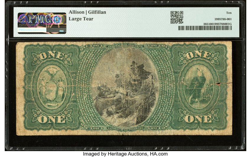 image for: New York, NY - $1 1875 Fr. 385 The Mechanics National Bank Ch. # 1250 PMG Very Good 10....