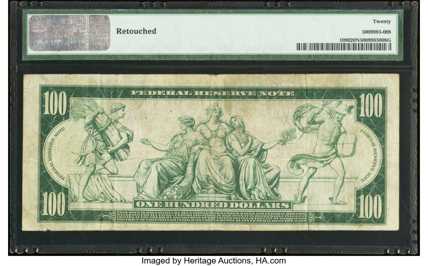 image for: Fr. 1090 $100 1914 Federal Reserve Note PMG Very Fine 20 Net....