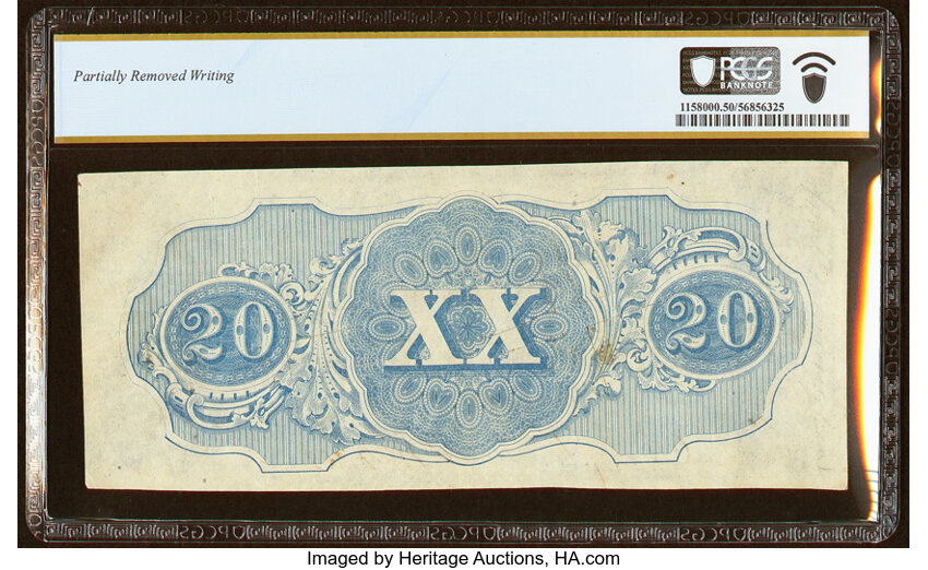 image for: T51 $20 1862 PF-4 Cr. 365 PCGS Banknote About Unc 50....
