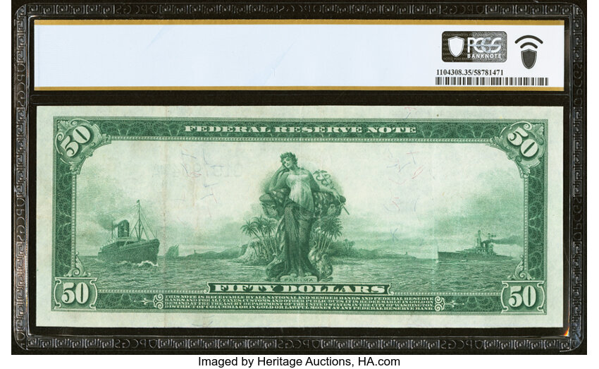 image for: Fr. 1048 $50 1914 Federal Reserve Note PCGS Banknote Choice VF 35....