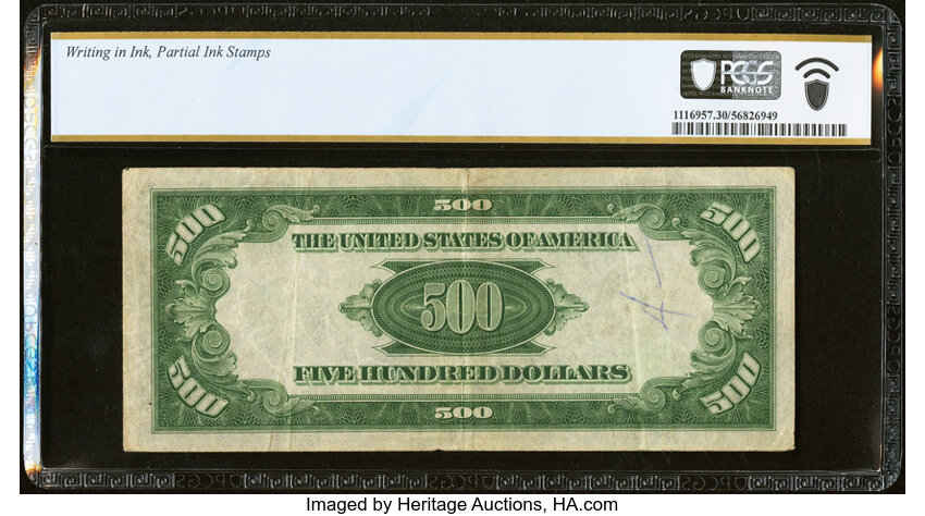 image for: Fr. 2202-G $500 1934A Federal Reserve Note. PCGS Banknote Very Fine 30 Details....