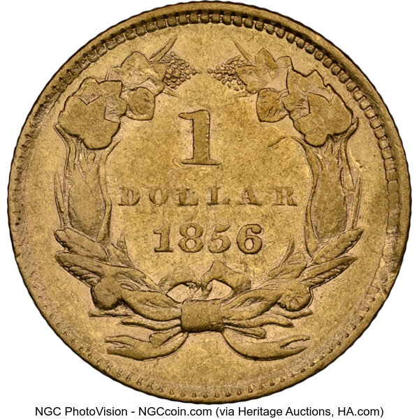image for: 1856 Slanted 5 G$1 NGC AU50