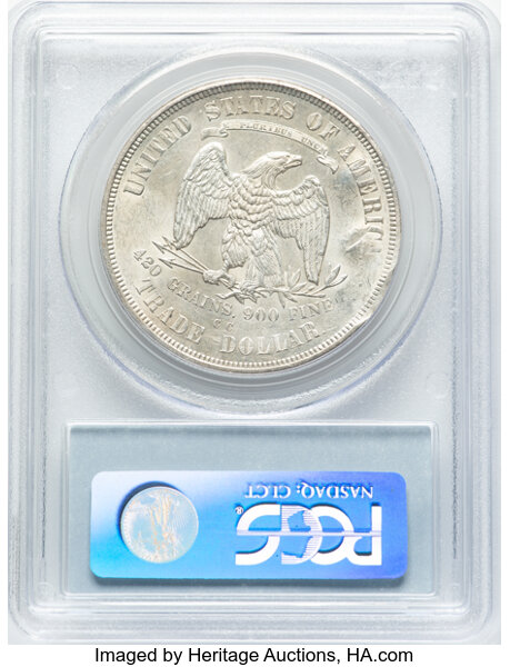 image for: 1875-CC T$1 Chop Mark, Type One Reverse, JK-3, HA-7, R.2, AU58 PCGS. PCGS Population: 16 in 58, 22 finer (10/25). CDN: $1,6...