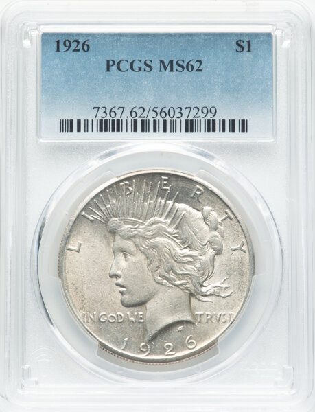 1926 $1 MS62 PCGS. CDN: $80 Whsle. Bid for NGC/PCGS MS62. Mintage 1,939,000. ...