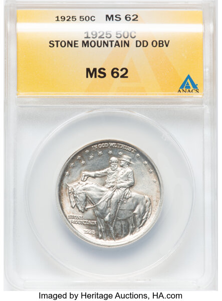 image for: 1925 50C Stone Mountain, Doubled Die Obverse, FS-101, MS62 ANACS.  Mintage 1,314,709. ...