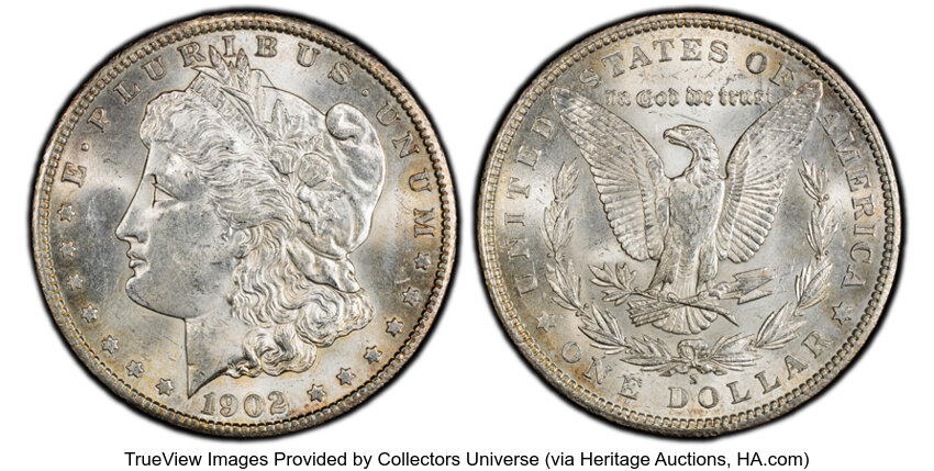 1902-S $1 MS62 PCGS. CDN: $550 Whsle. Bid for NGC/PCGS MS62. Mintage 1,530,000. ...