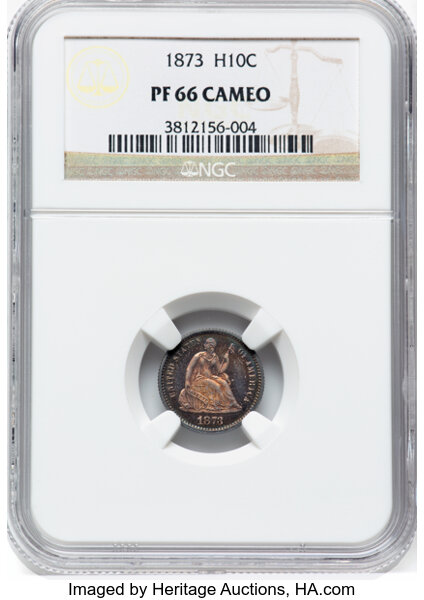 image for: 1873 H10C PR66 Cameo NGC. NGC Census: 8 in 66 Cameo (1 in 66*), 6 finer (11/25). ...