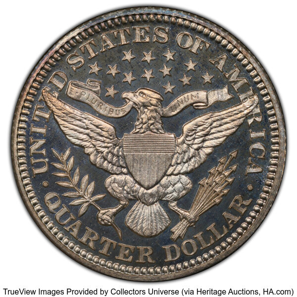 image for: 1906 25C PR64 Cameo PCGS. PCGS Population: 4 in 64 Cameo, 4 finer (11/25). ...