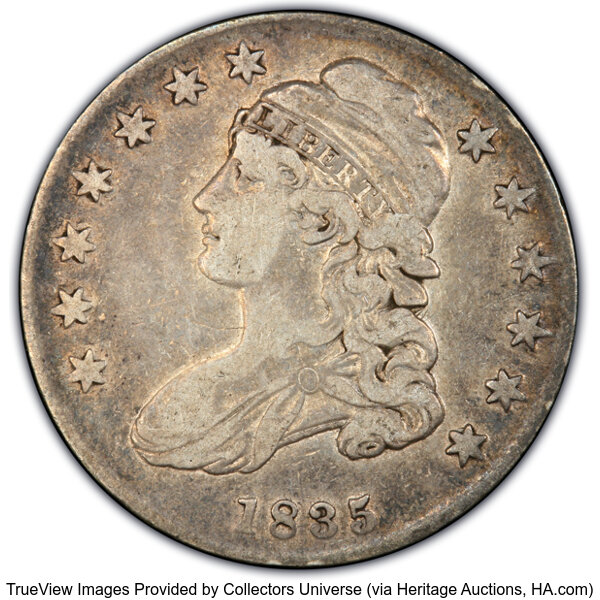 image for: 1835 50C O-101, R.1, VF25 PCGS. Ex: Manhattan Collection. PCGS Population: 1 in 25, 47 finer (11/25). CDN: $110 Whsle. Bid ...