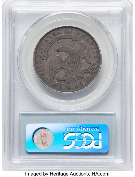 image for: 1834 50C Small Date, Small Letters, O-121, R.3, Fine 15 PCGS. Ex: Manhattan Collection. PCGS Population: 1 in 15, 23 finer ...