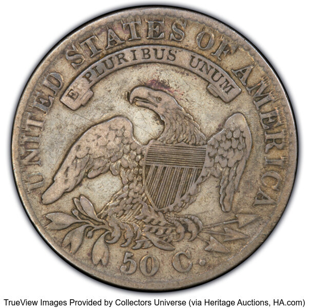 image for: 1832 50C Small Letters, O-118, R.1, VF25 PCGS. Ex: Manhattan Collection. PCGS Population: 1 in 25, 53 finer (11/25). CDN: $...