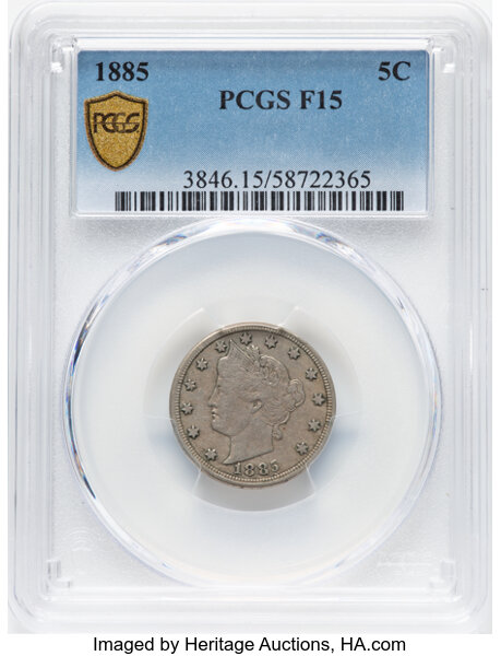 image for: 1885 5c PCGS F15
