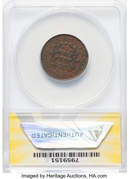 image for: 1804 1/2 C Plain 4, No Stems, C-13, B-10, R.1 -- Bent, Damaged -- ANACS Details. Fine 15 Details. Mintage 1,055,312....