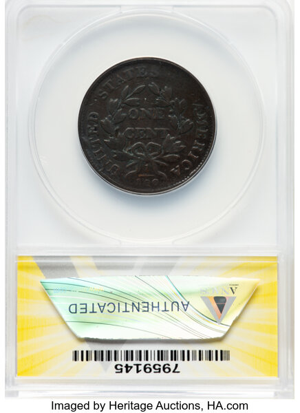 image for: 1802 1C S-235, B-15, R.3 -- Damaged -- ANACS Details. VG8 Details. Mintage 3,435,100....