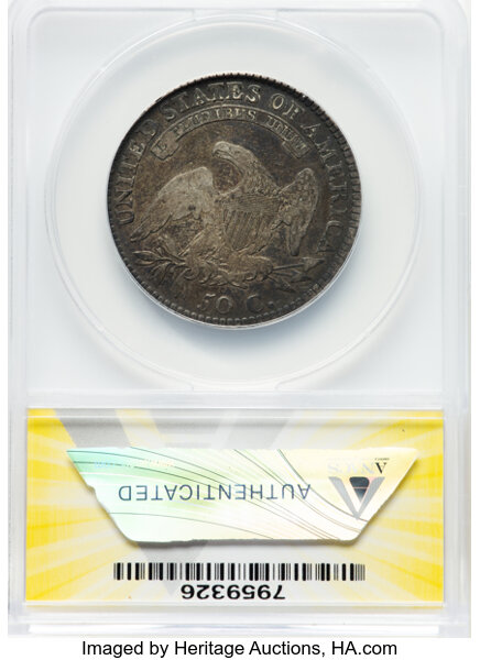 image for: 1812 50C Large 8, O-107, R.1 -- Scratched, Bent -- ANACS Details. VF20 Details. Mintage 1,628,059....