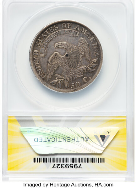 image for: 1812 50C Large 8, O-103, R.1 -- Graffiti, Cleaned -- ANACS Details. VF35 Details. Mintage 1,628,059....