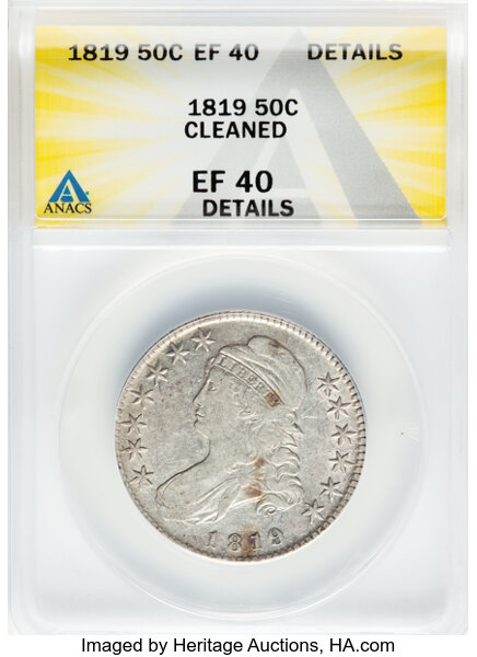 image for: 1819 50C O-113, R.2 -- Cleaned -- ANACS Details. XF40 Details. Mintage 2,208,000....