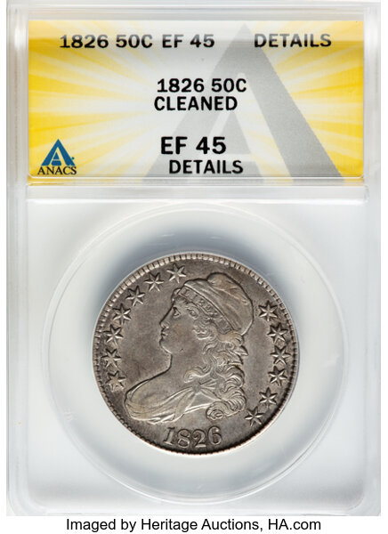 image for: 1826 50C O-112, R.4 -- Cleaned -- ANACS Details. XF45 Details. Mintage 4,000,000....